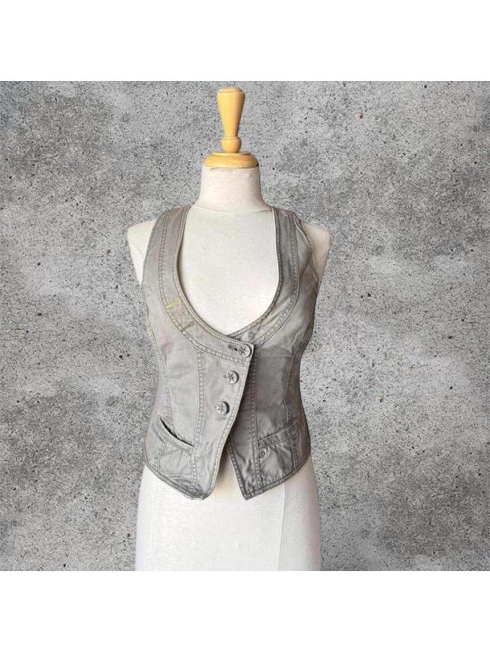 smart set kaki button up vest